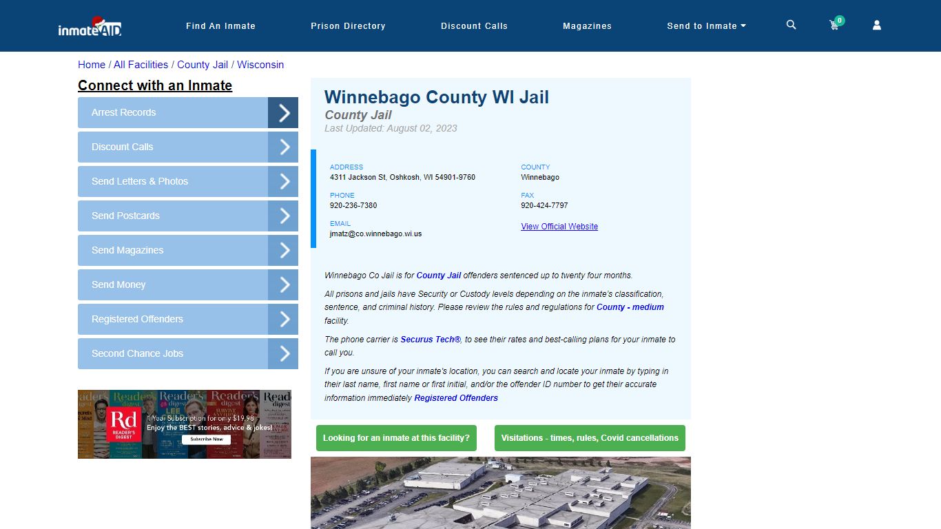 Winnebago County WI Jail - Inmate Locator - Oshkosh, WI