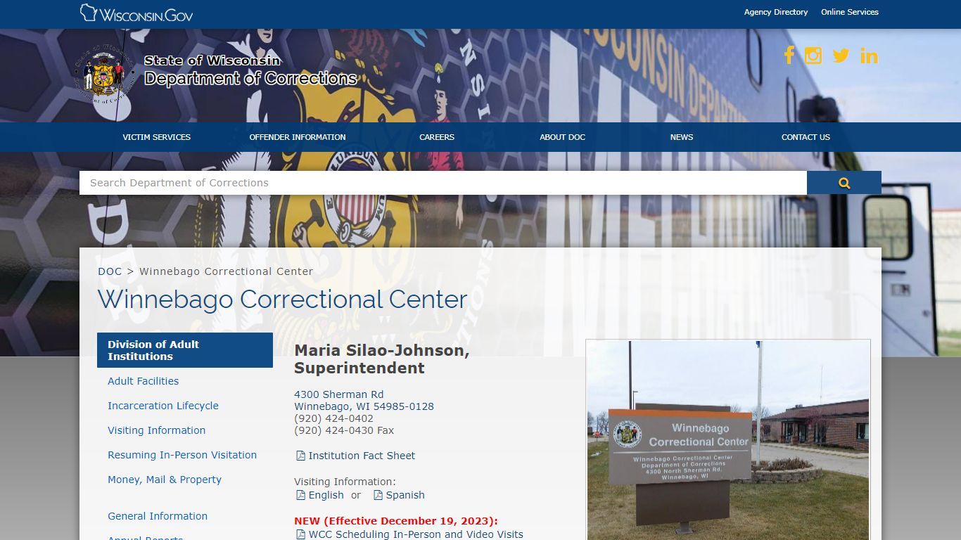 DOC Winnebago Correctional Center - Wisconsin