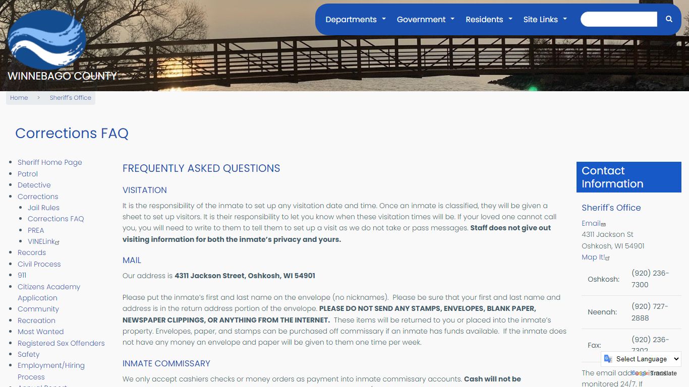 Corrections FAQ | Winnebago County